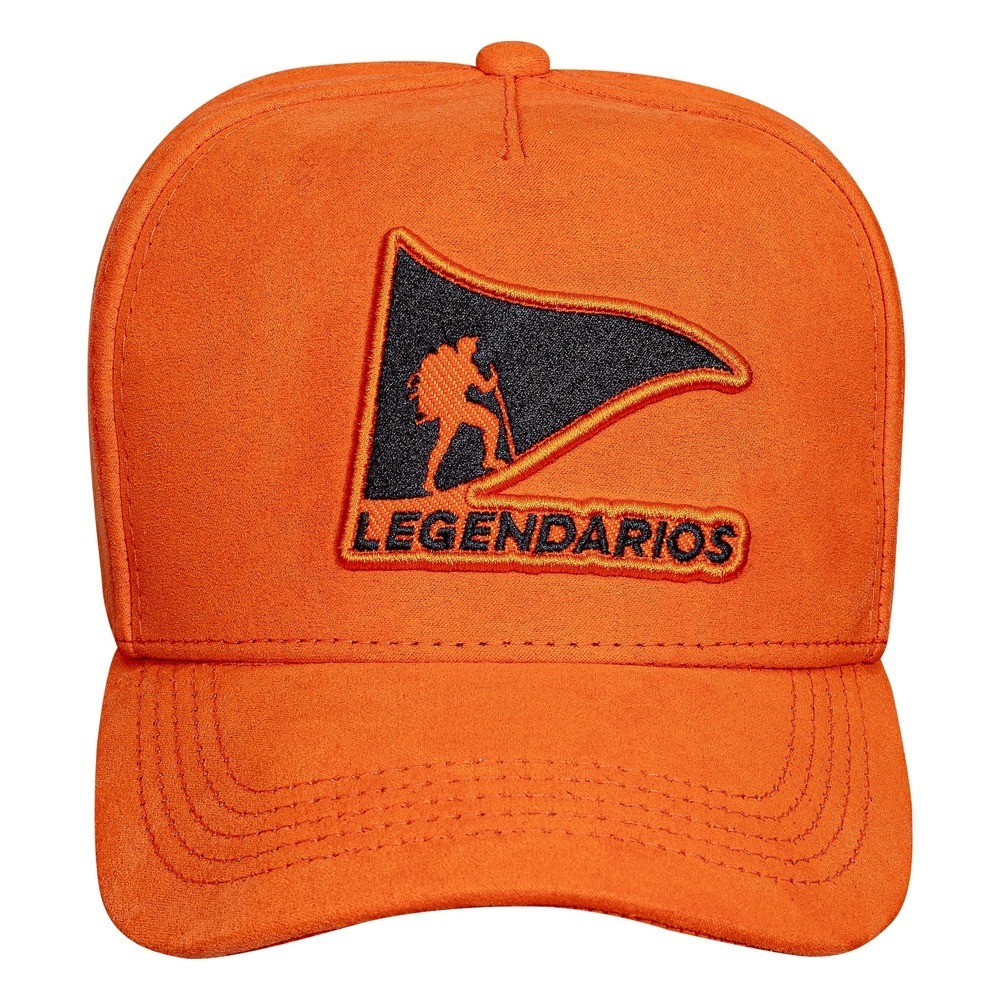 Boné Snapback Suede Laranja Logo Preto  -  Legendários