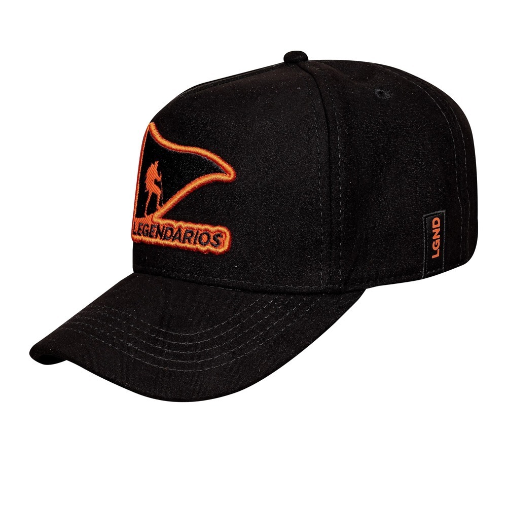 Boné Snapback Suede Preto Logo Laranja  -  Legendários