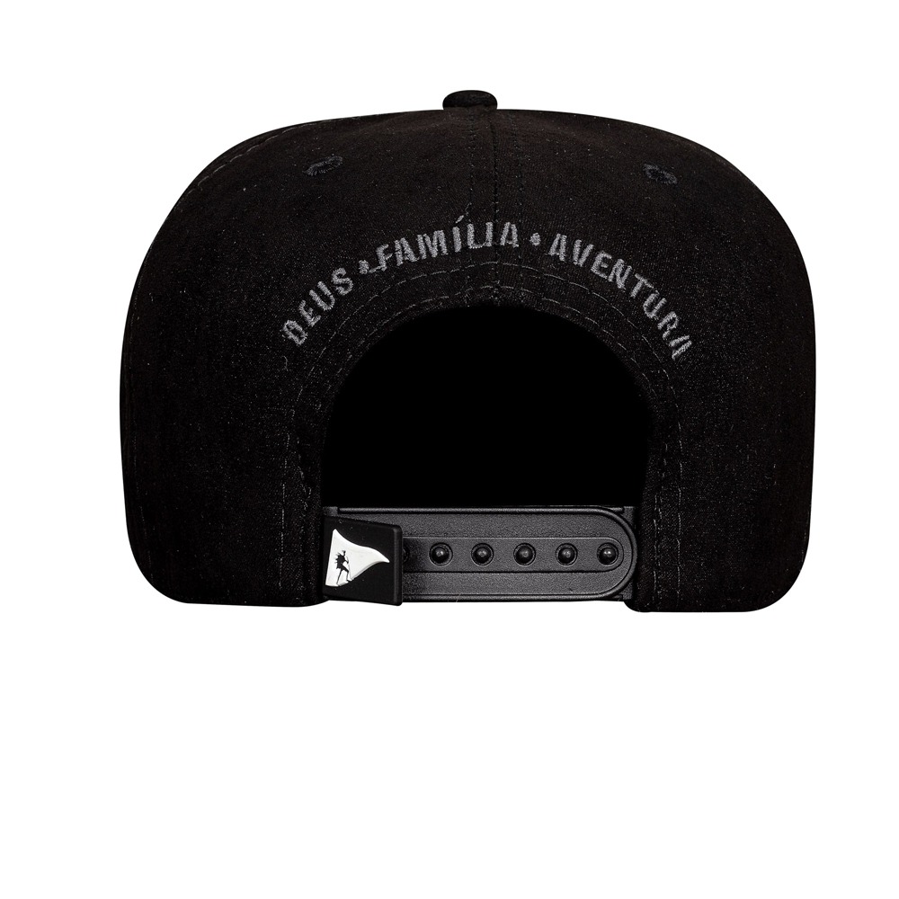 Boné Snapback Suede Preto Logo Laranja  -  Legendários