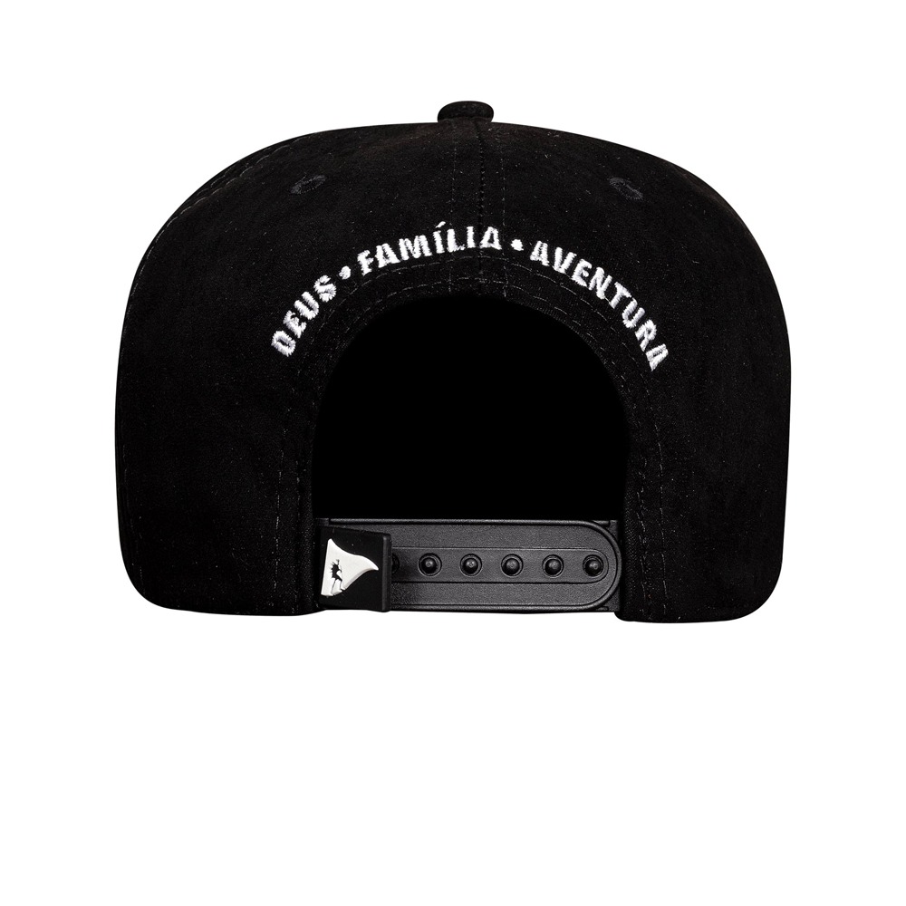 Boné Snapback Suede Preto Logo Verde Contorno Amarelo Boné Snapback Suede Preto Logo Verde Contorno Amarelo