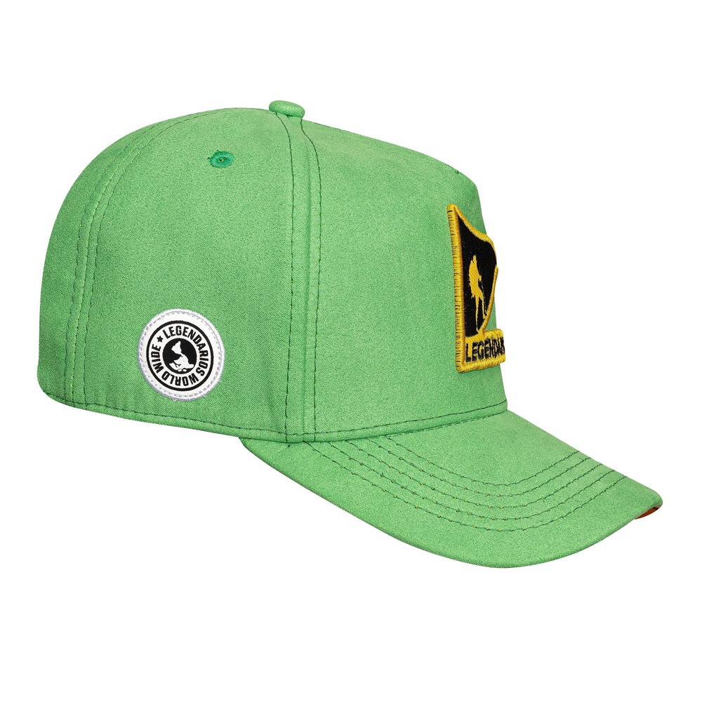 Boné Snapback Suede Verde Logo Preto Contorno Amarelo 