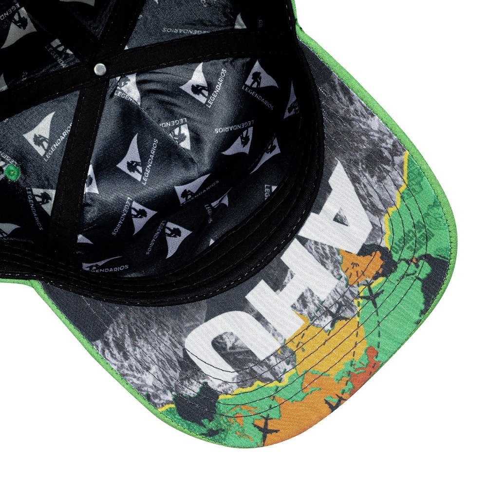 Boné Snapback Suede Verde Logo Preto Contorno Amarelo 