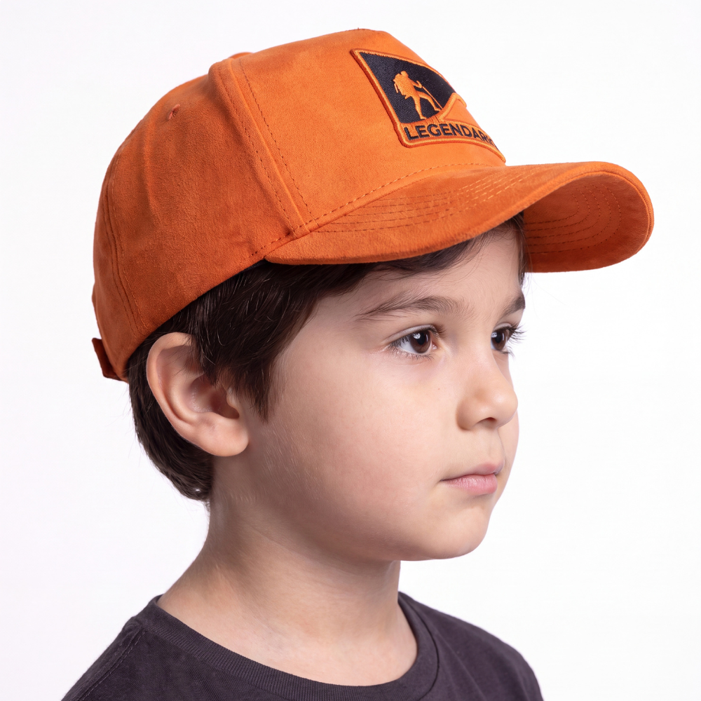 Boné KIDS Snapback Suede Laranja Logo Preto