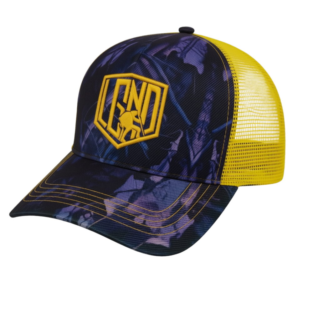 Boné Trucker LGND Cinza+Amarelo Camuflado