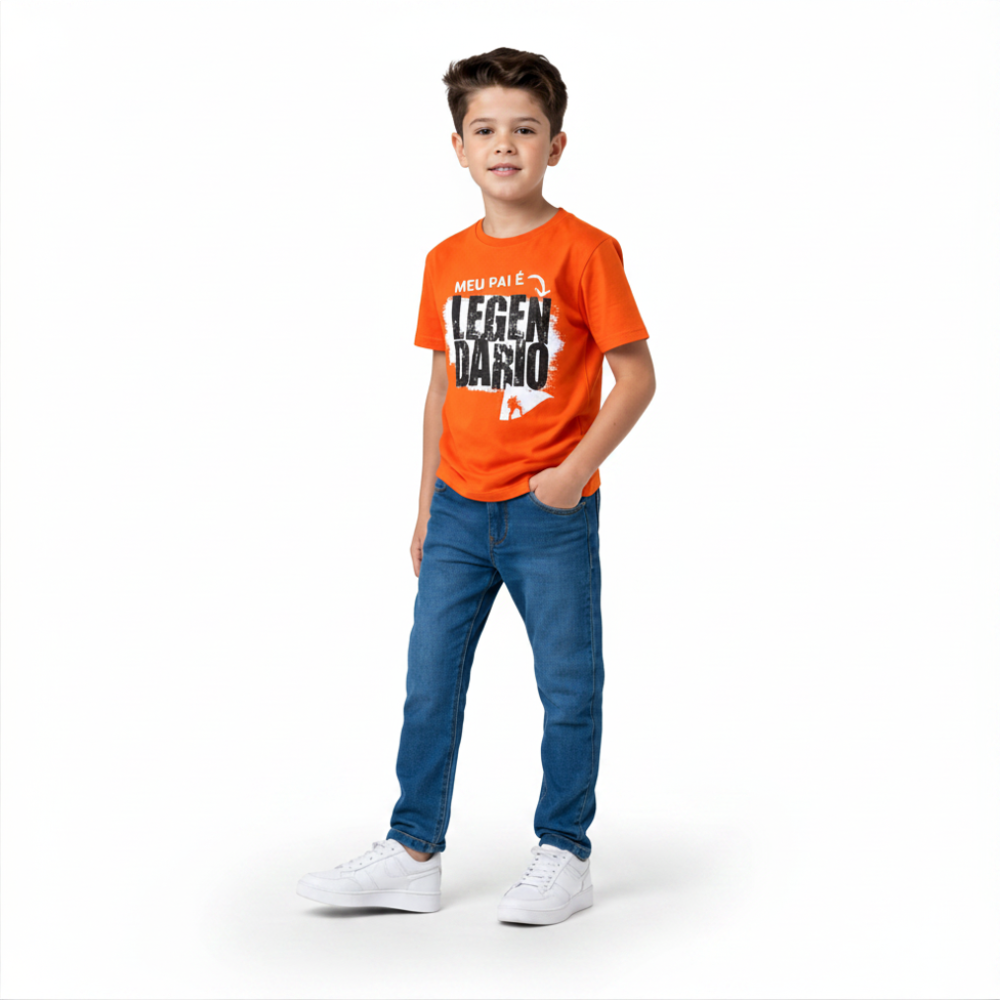 Camiseta Lgnd Inf Mc Meu Pai É Legendário Algodão-Laranja