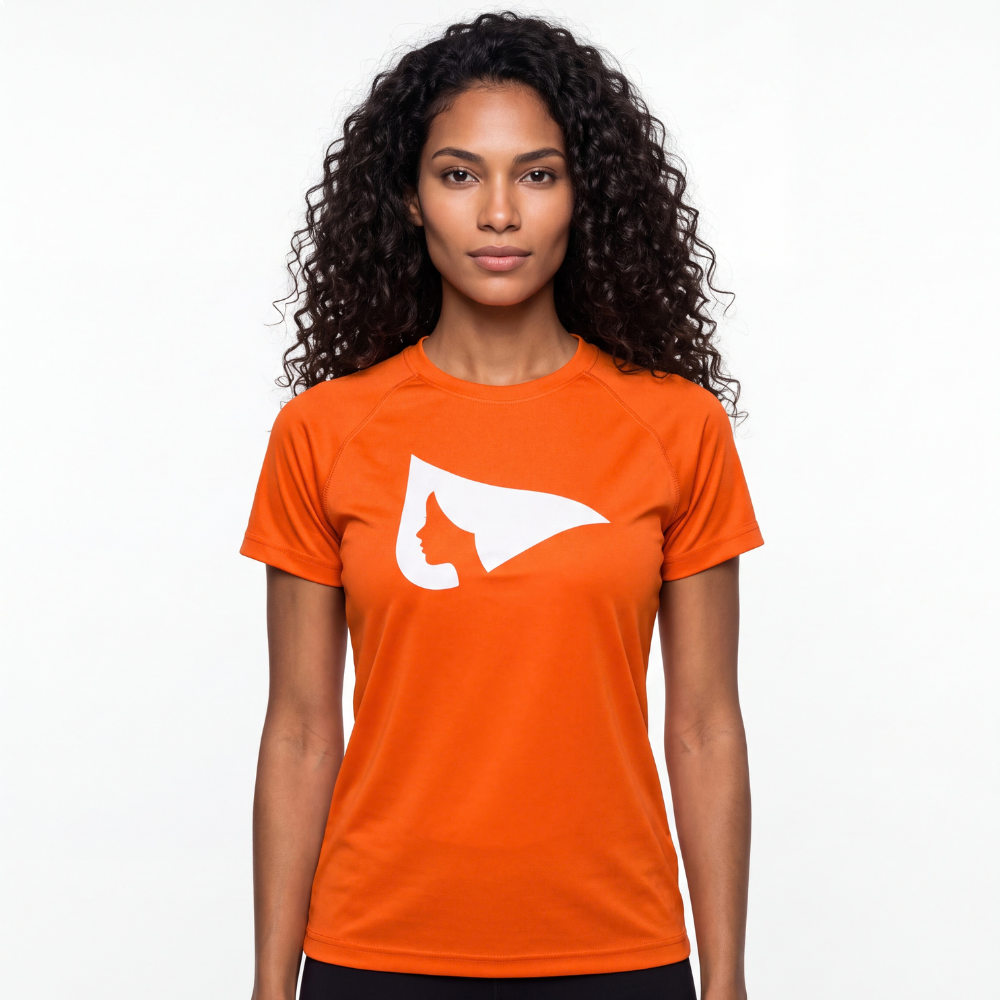 Camiseta Manga Curta UV 50+ Feminina - Laranja Camiseta Manga Curta UV 50+ Feminina - Laranja