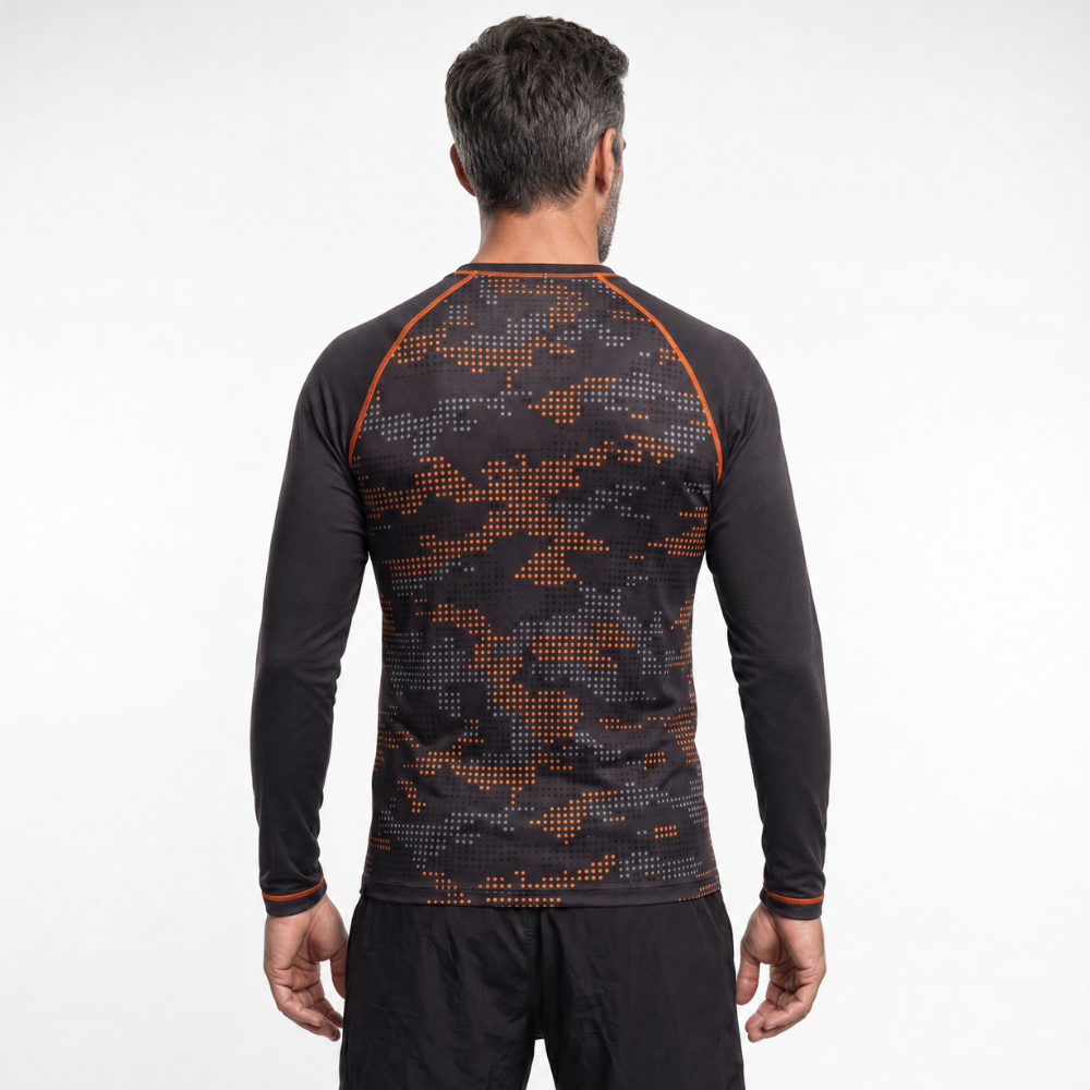 Camiseta Manga Longa Dry-Fit Estampa Pontilhada - Preta Camiseta Manga Longa Dry-Fit Estampa Pontilhada - Preta
