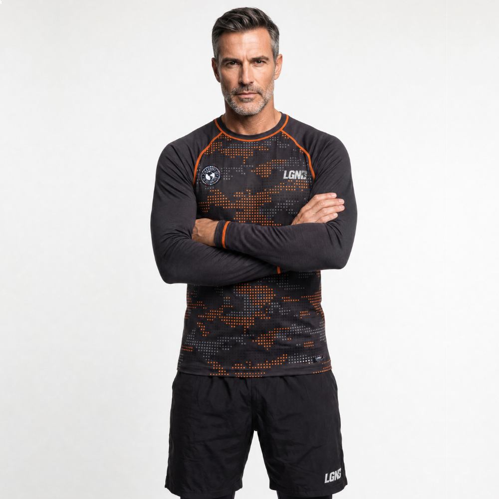 Camiseta Manga Longa Dry-Fit Estampa Pontilhada - Preta Camiseta Manga Longa Dry-Fit Estampa Pontilhada - Preta