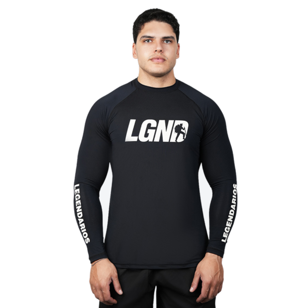 CAMISETA MANGA LONGA PRETA LGND SILVER REFLETIVO - PRETO