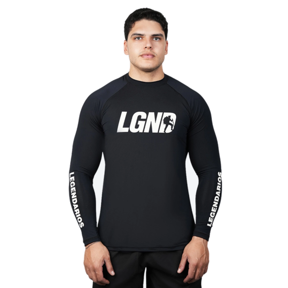 CAMISETA MANGA LONGA PRETA LGND SILVER REFLETIVO - PRETO