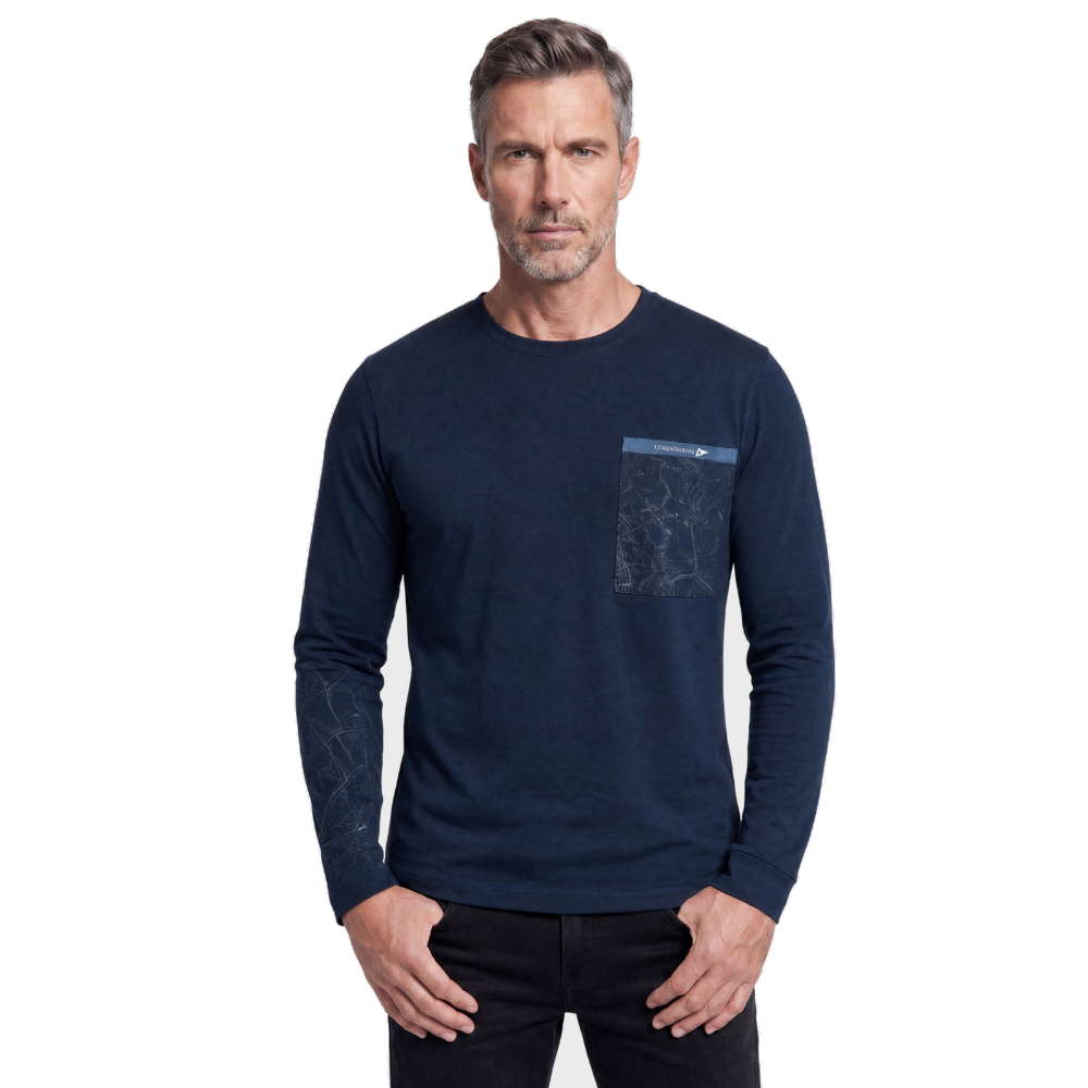 Camiseta Manga Longa Suedine Com Bolso Marinho Camiseta Manga Longa Suedine Com Bolso Marinho
