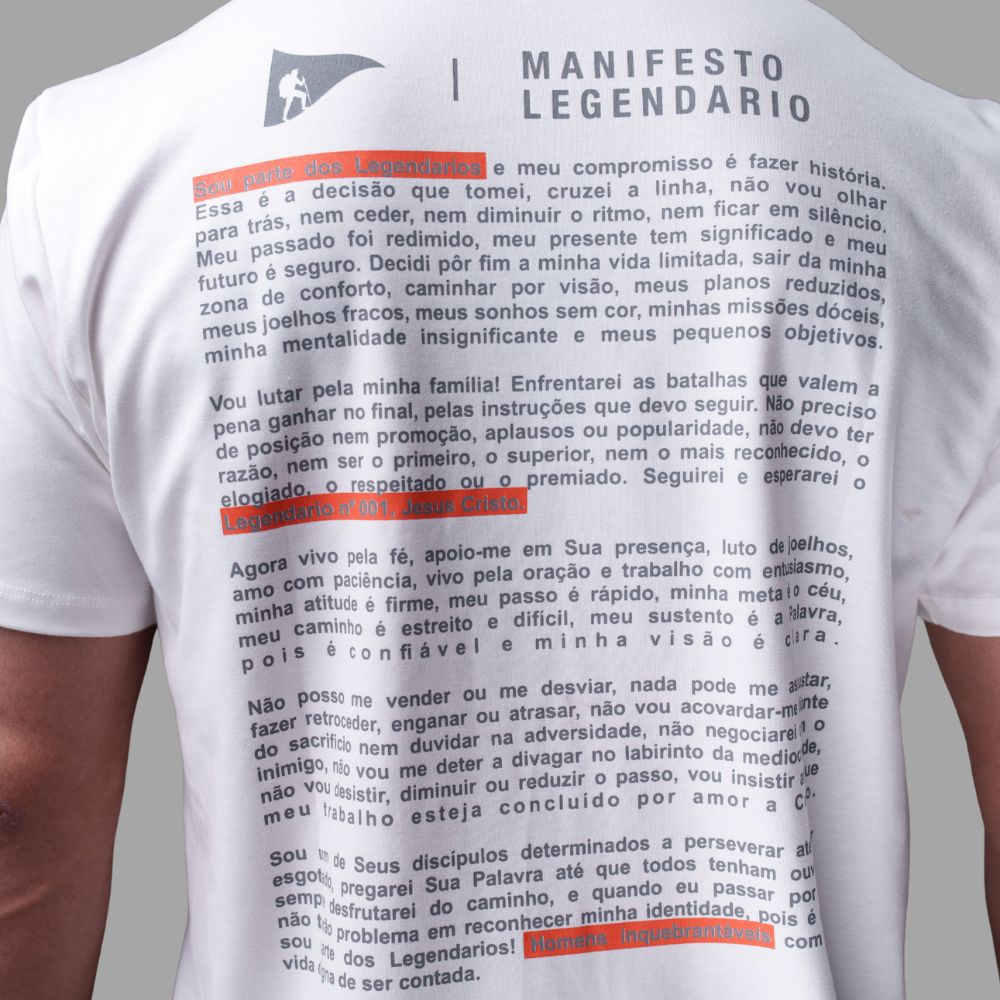 Camiseta Masculina Algodão Premium Manifesto Legendarios - Off White Camiseta Masculina Algodão Premium Manifesto Legendarios - Off White