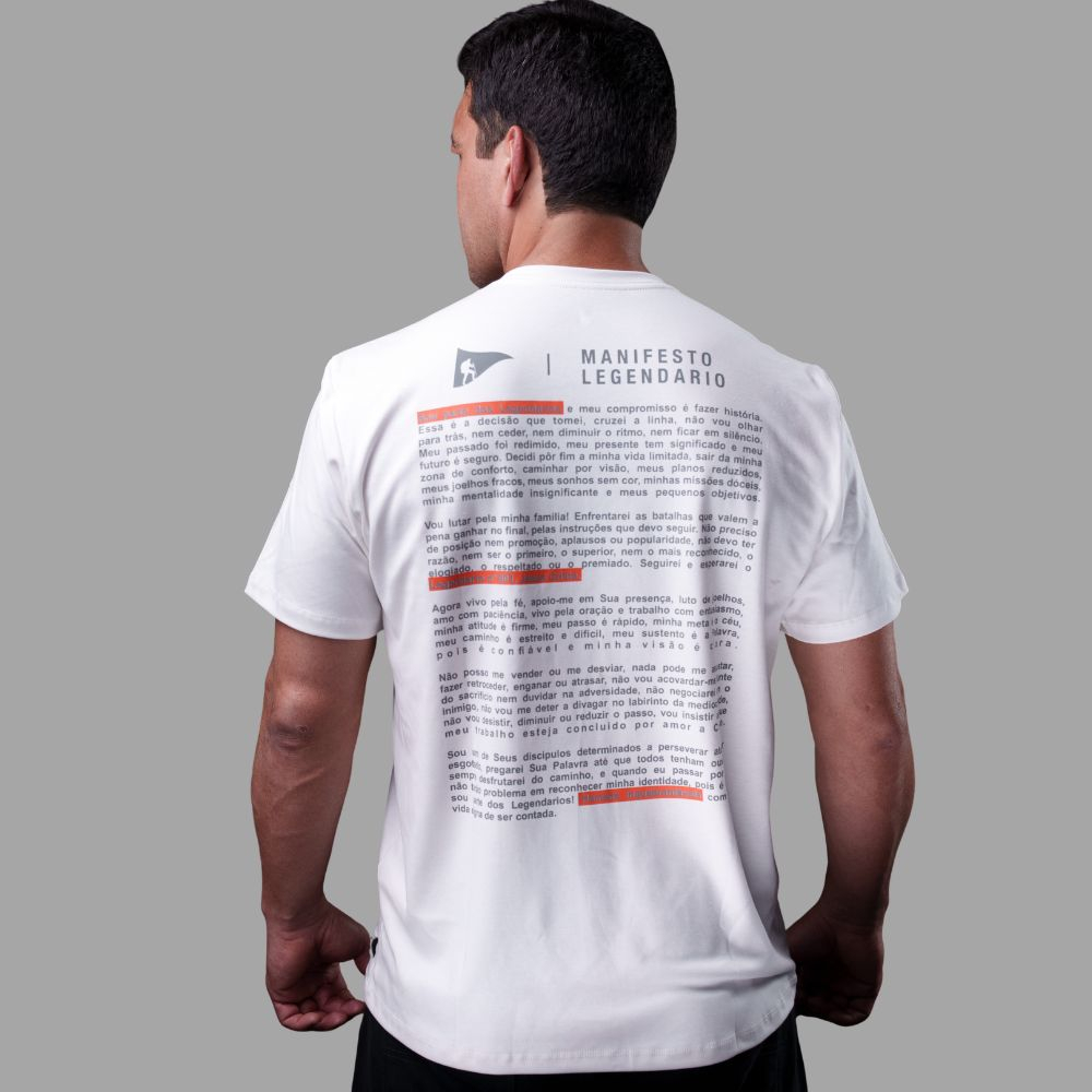 Camiseta Masculina Algodão Premium Manifesto Legendarios - Off White Camiseta Masculina Algodão Premium Manifesto Legendarios - Off White
