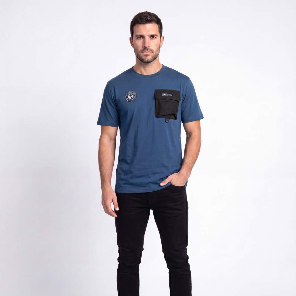 Camiseta Masculina Com Bolso Legendarios -Marinho