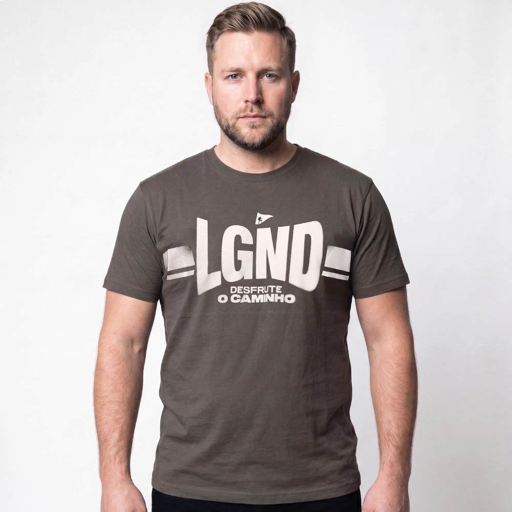 Camiseta Masculina Estampa Desfrute O Caminho Lgnd -Chumbo