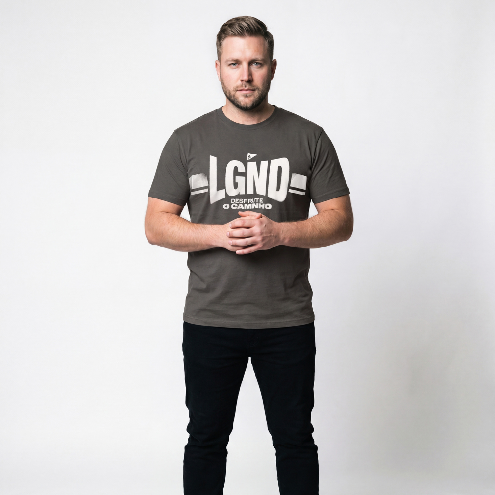 Camiseta Masculina Estampa Desfrute O Caminho Lgnd -Chumbo