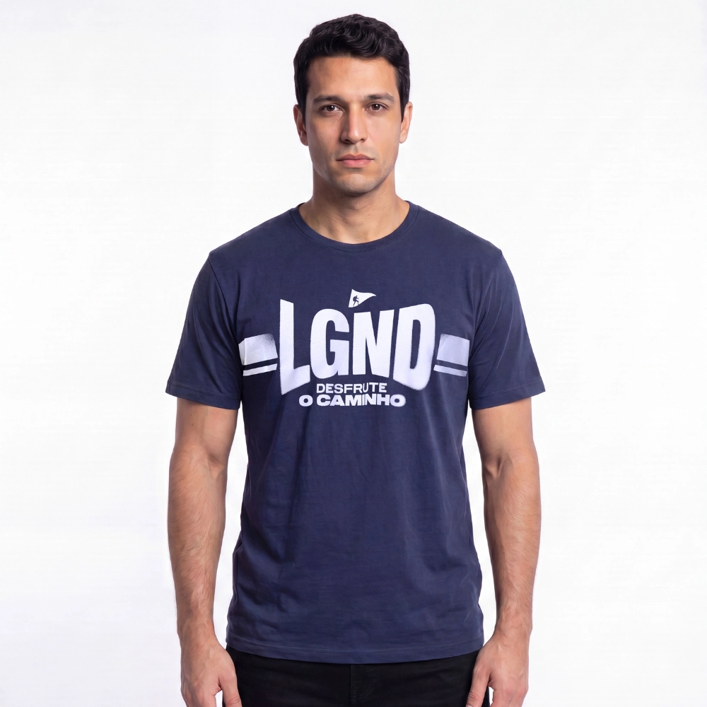 Camiseta Masculina Estampa Desfrute O Caminho Lgnd -Marinho
