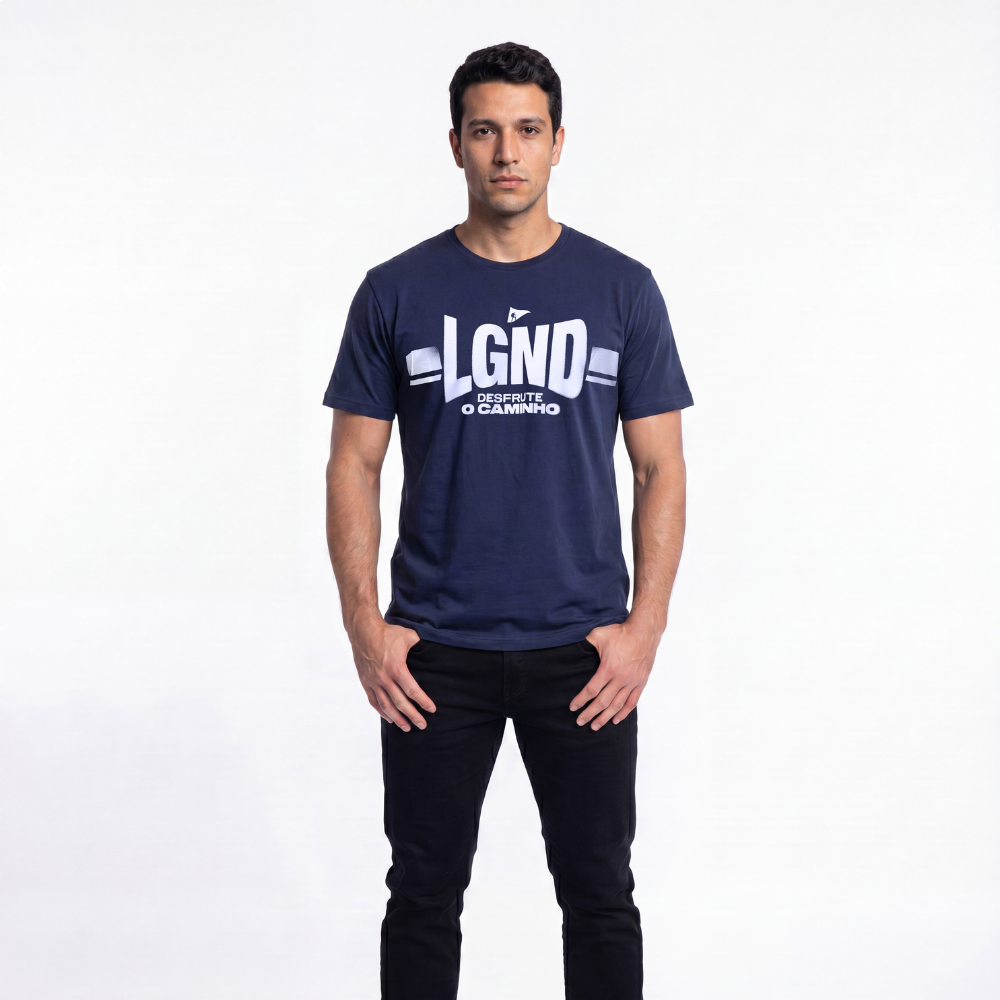 Camiseta Masculina Estampa Desfrute O Caminho Lgnd -Marinho