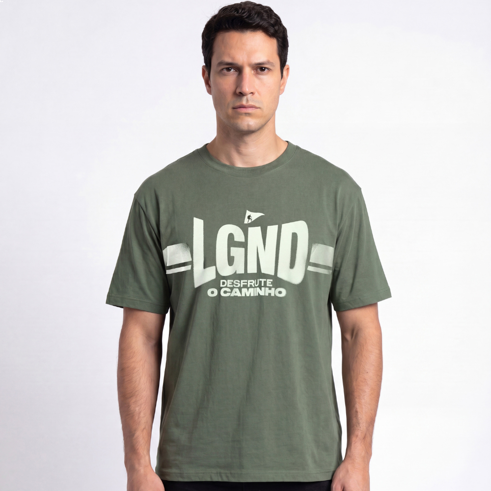 Camiseta Masculina Estampa Desfrute O Caminho Lgnd -Verde