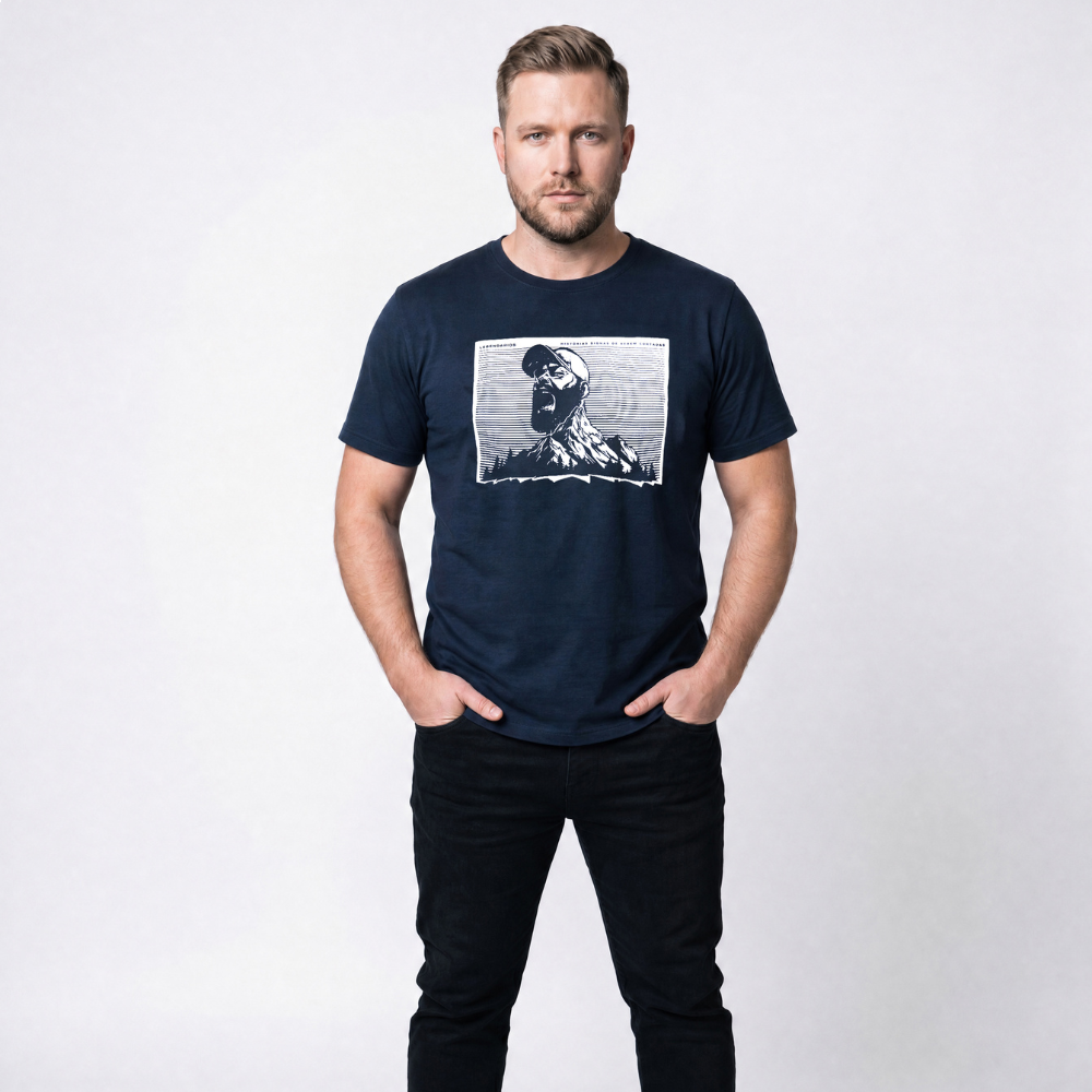 Camiseta Masculina Estampa Homem Legendarios-Marinho Camiseta Masculina Estampa Homem Legendarios-Marinho