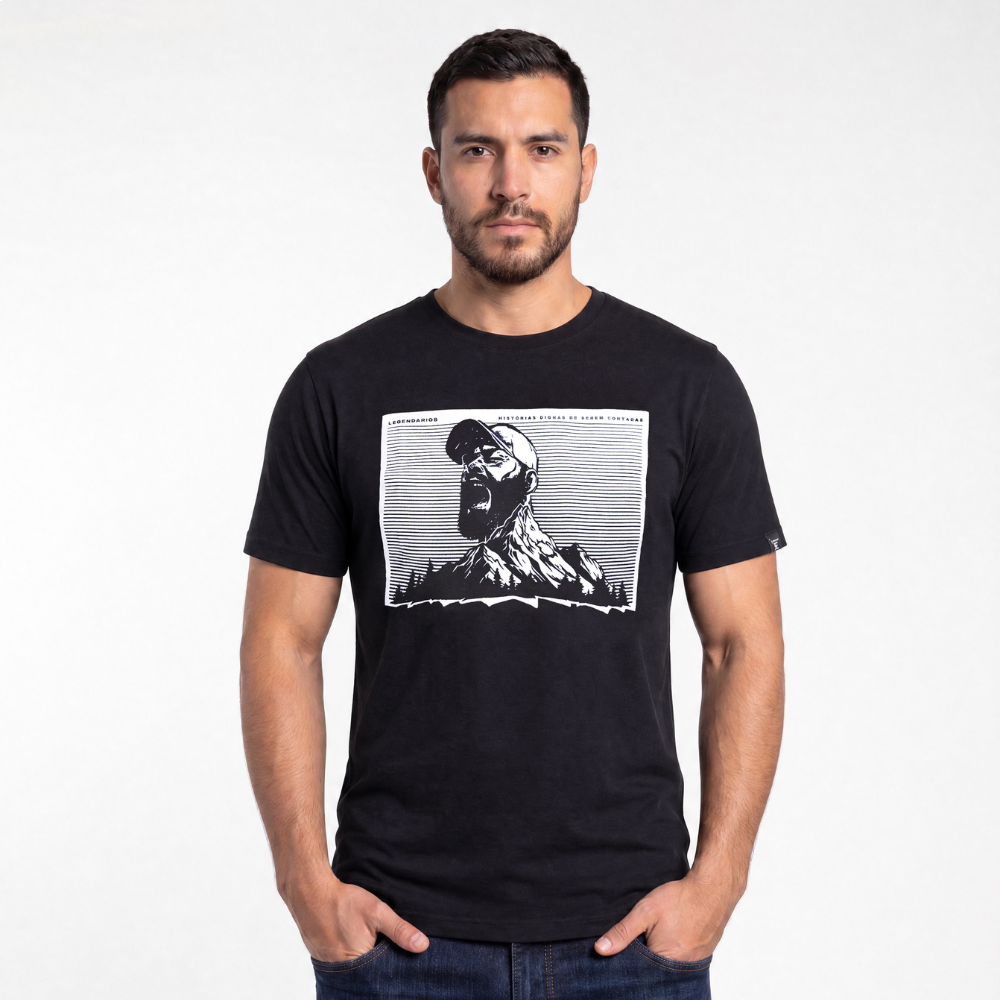 Camiseta Masculina Estampa Homem Legendarios-Preta Camiseta Masculina Estampa Homem Legendarios-Preta