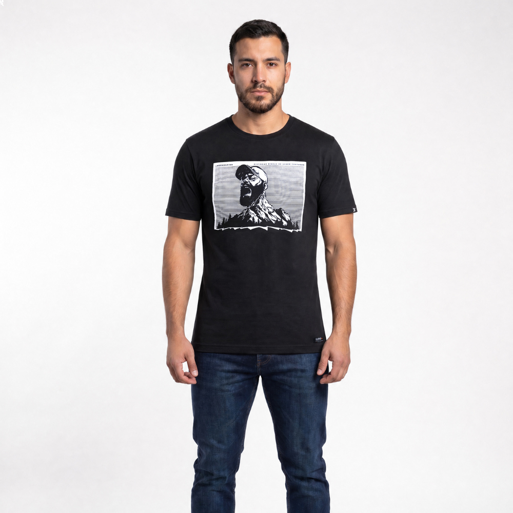 Camiseta Masculina Estampa Homem Legendarios-Preta Camiseta Masculina Estampa Homem Legendarios-Preta