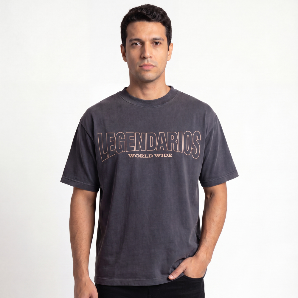 Camiseta Masculina Estampa World Wide Lgnd - Chumbo Camiseta Masculina Estampa World Wide Lgnd - Chumbo