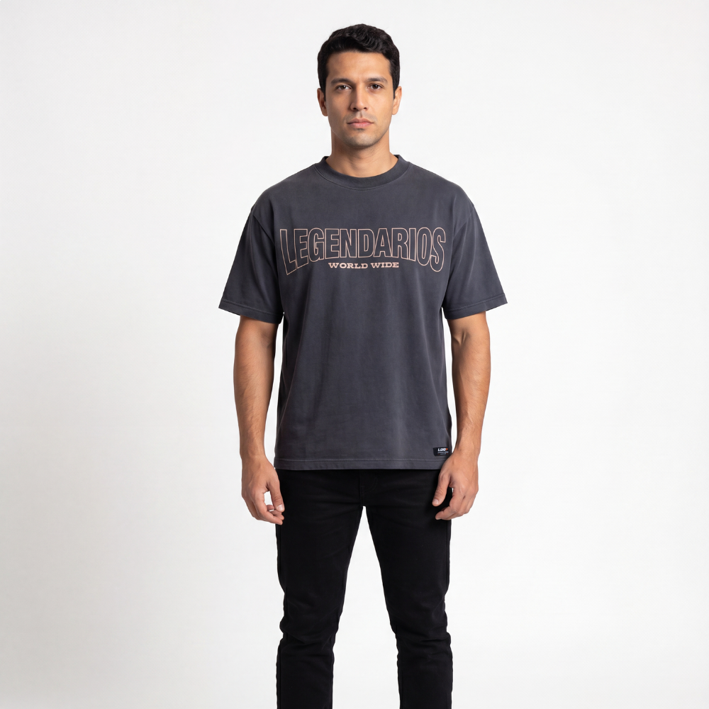 Camiseta Masculina Estampa World Wide Lgnd - Chumbo Camiseta Masculina Estampa World Wide Lgnd - Chumbo