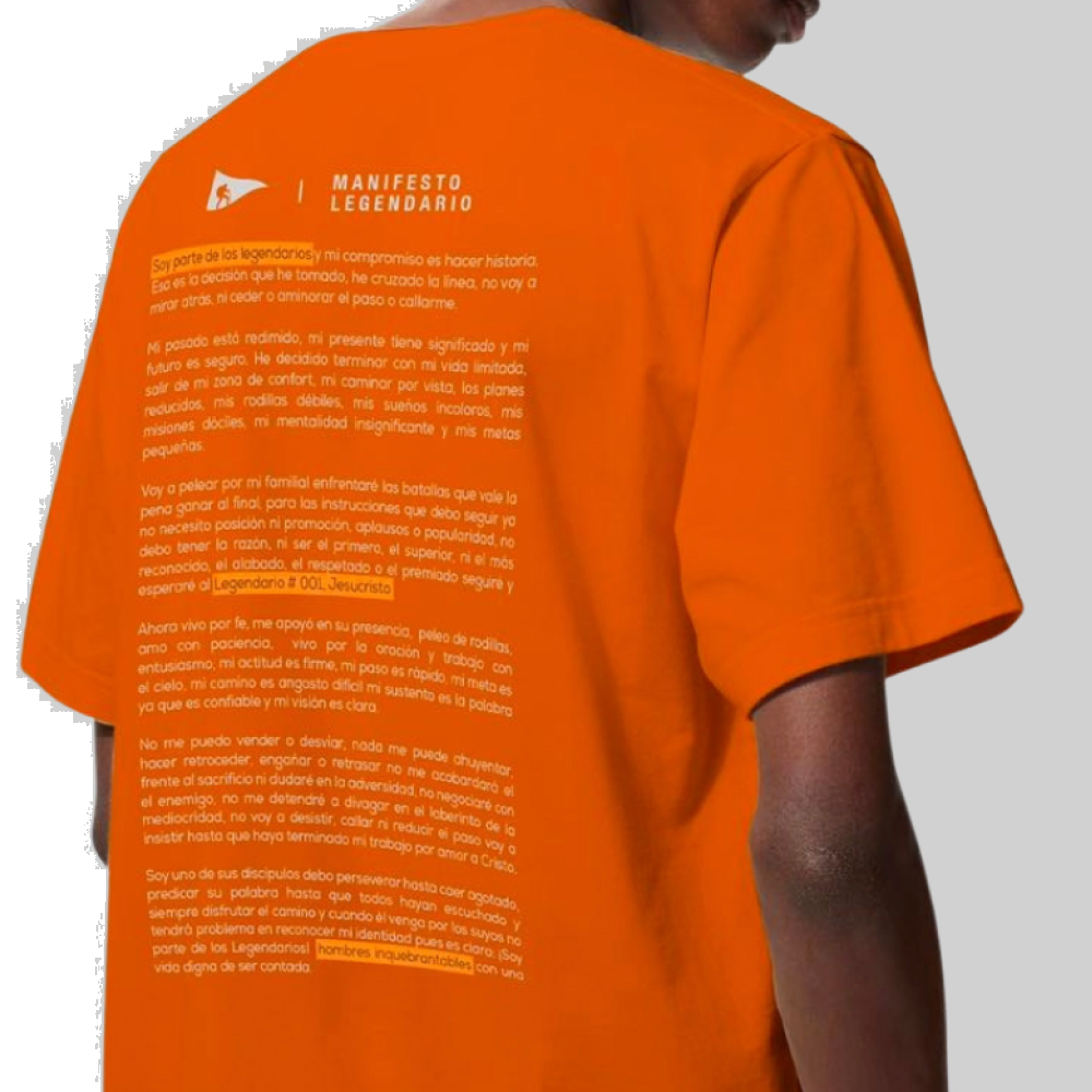 Camiseta Masculina Algodão Premium Manifesto Legendarios - Laranja Camiseta Masculina Algodão Premium Manifesto Legendarios - Laranja