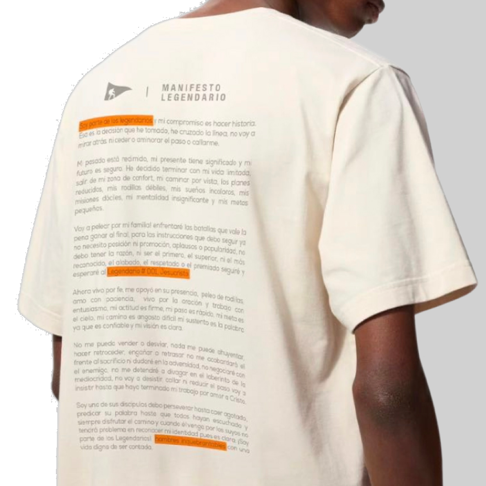 Camiseta Masculina Algodão Premium Manifesto Legendarios - Off White