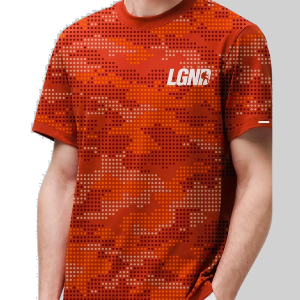 Camiseta Masculina Suplex Estampa Pontilhada - Laranja Camiseta Masculina Suplex Estampa Pontilhada - Laranja