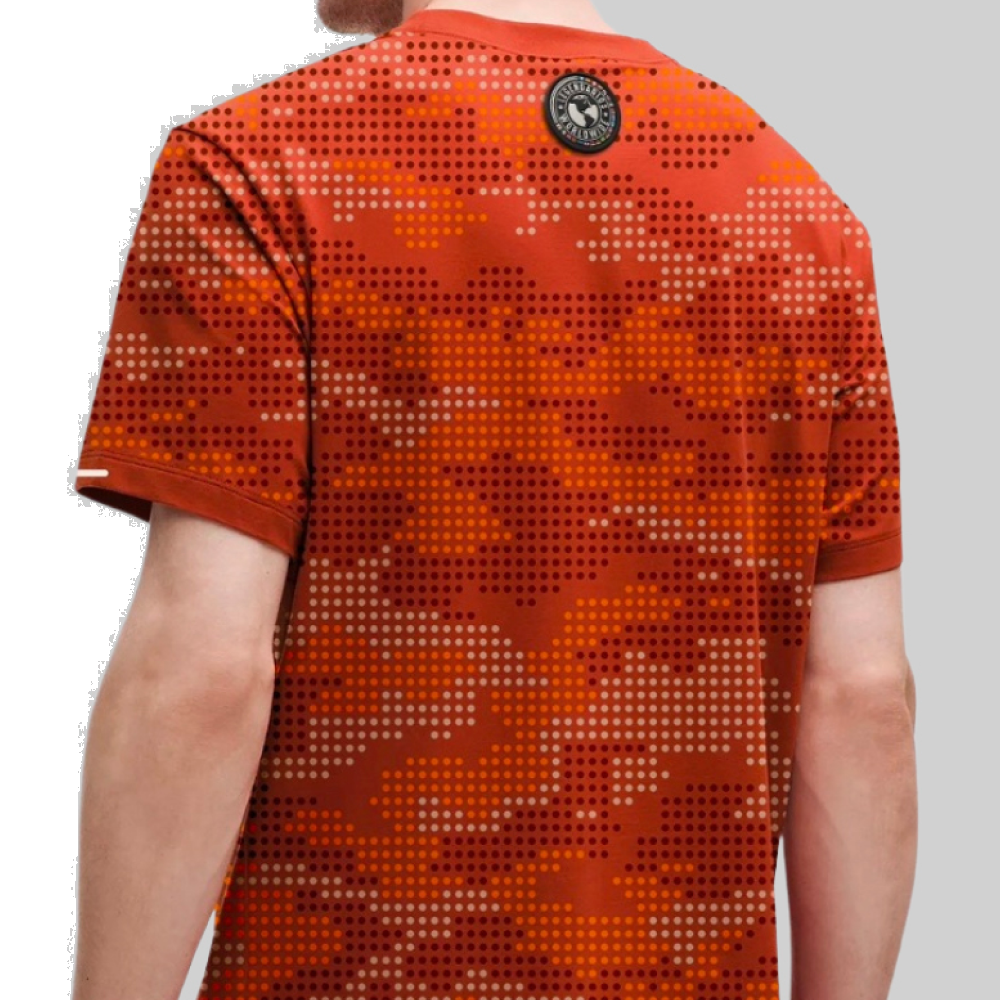 Camiseta Masculina Suplex Estampa Pontilhada - Laranja Camiseta Masculina Suplex Estampa Pontilhada - Laranja