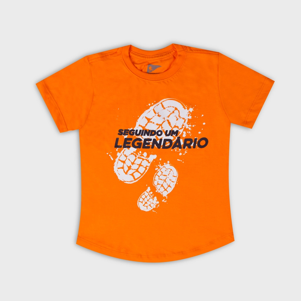 Camiseta Seguindo um Legendário (Pegadas) - Laranja