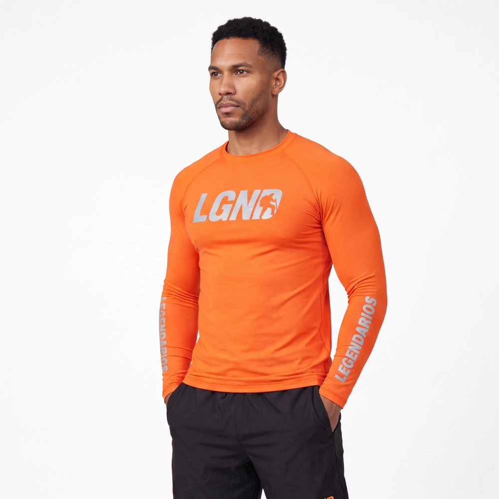 Camiseta Segunda Pele UV 50+ Laranja/Silver Refletivo