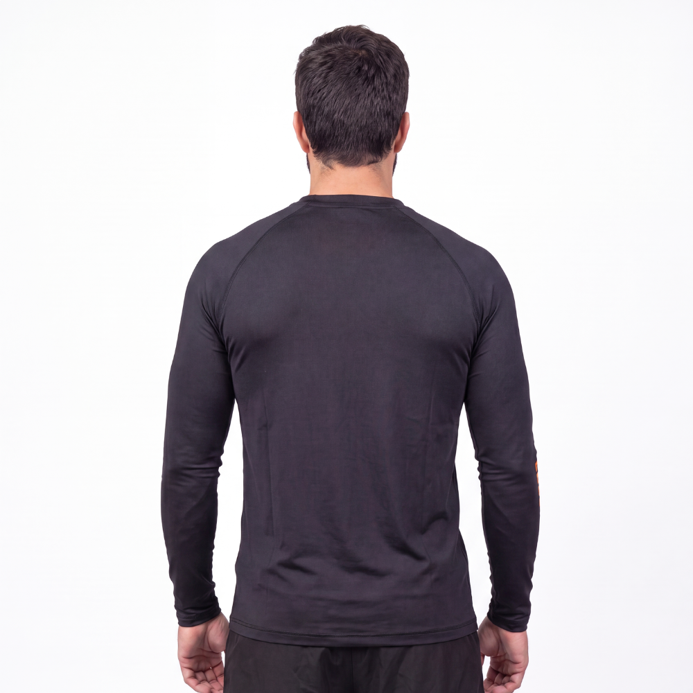 Camiseta Segunda Pele UV 50+ Preto/Laranja Camiseta Segunda Pele UV 50+ Preto/Laranja