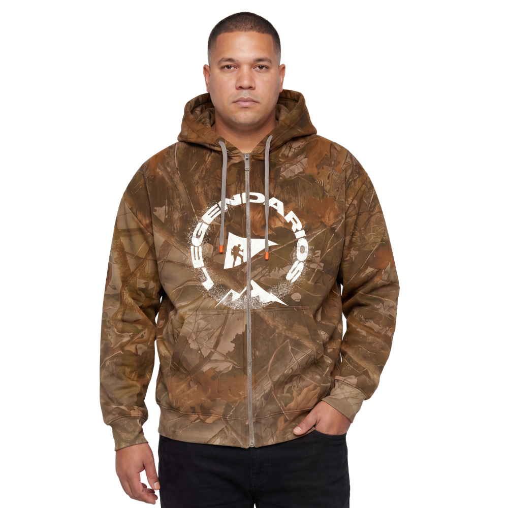 Jaqueta Moletom Estampa Camuflada Legendarios - Marrom Jaqueta Moletom Estampa Camuflada Legendarios - Marrom