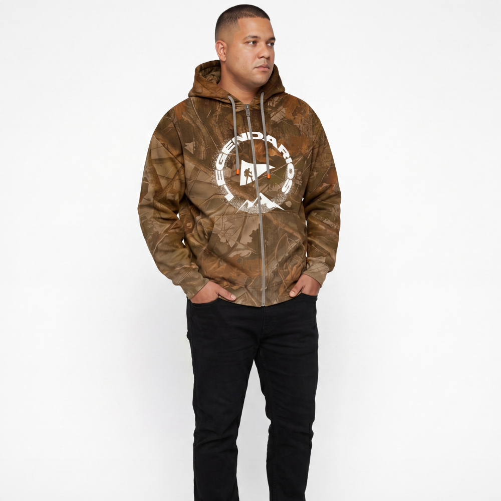 Jaqueta Moletom Estampa Camuflada Legendarios - Marrom Jaqueta Moletom Estampa Camuflada Legendarios - Marrom