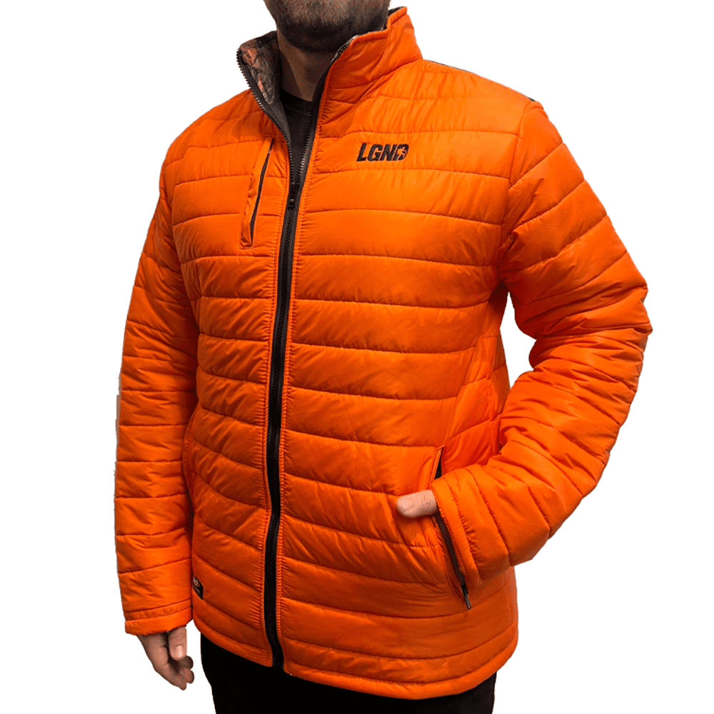 JAQUETA PUFFER CHILE LGND TOP LARANJA/CAMUFLADO - LEGENDARIOS