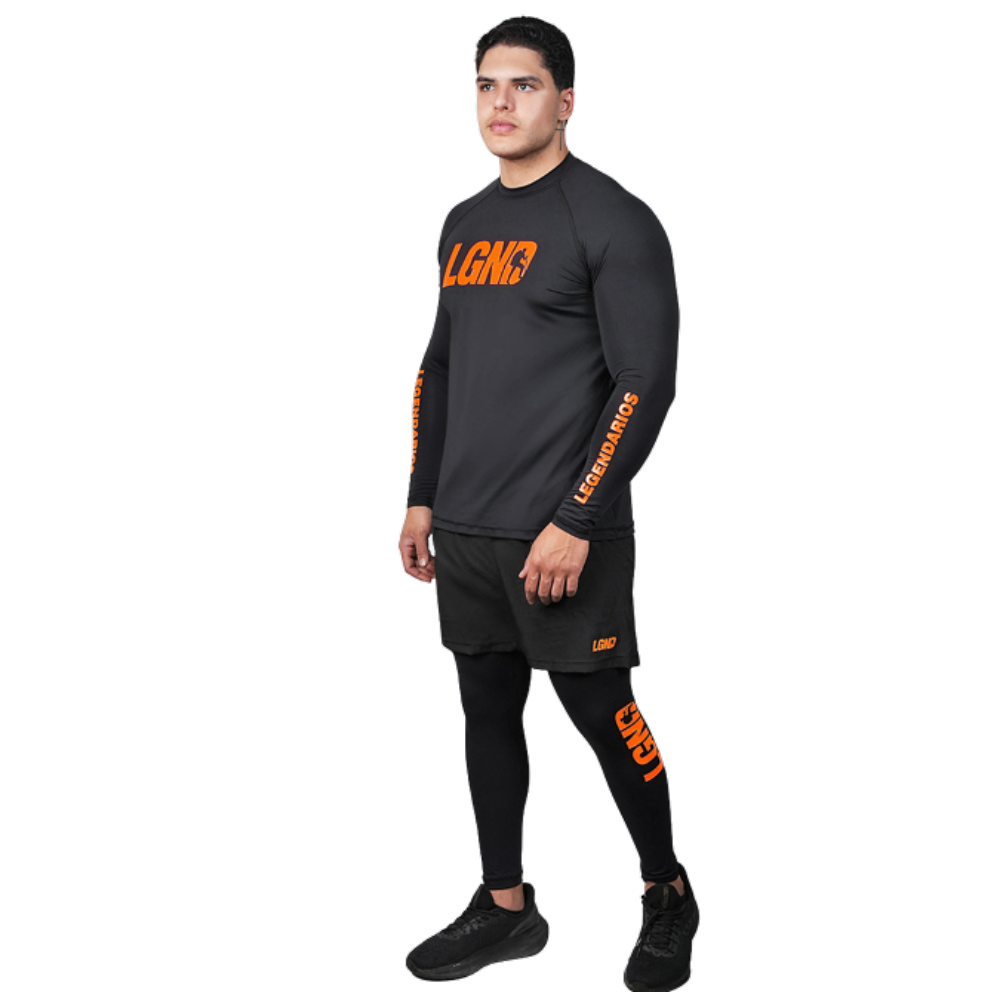 CALÇA LEGGING PRETA LGND LARANJA - PRETO