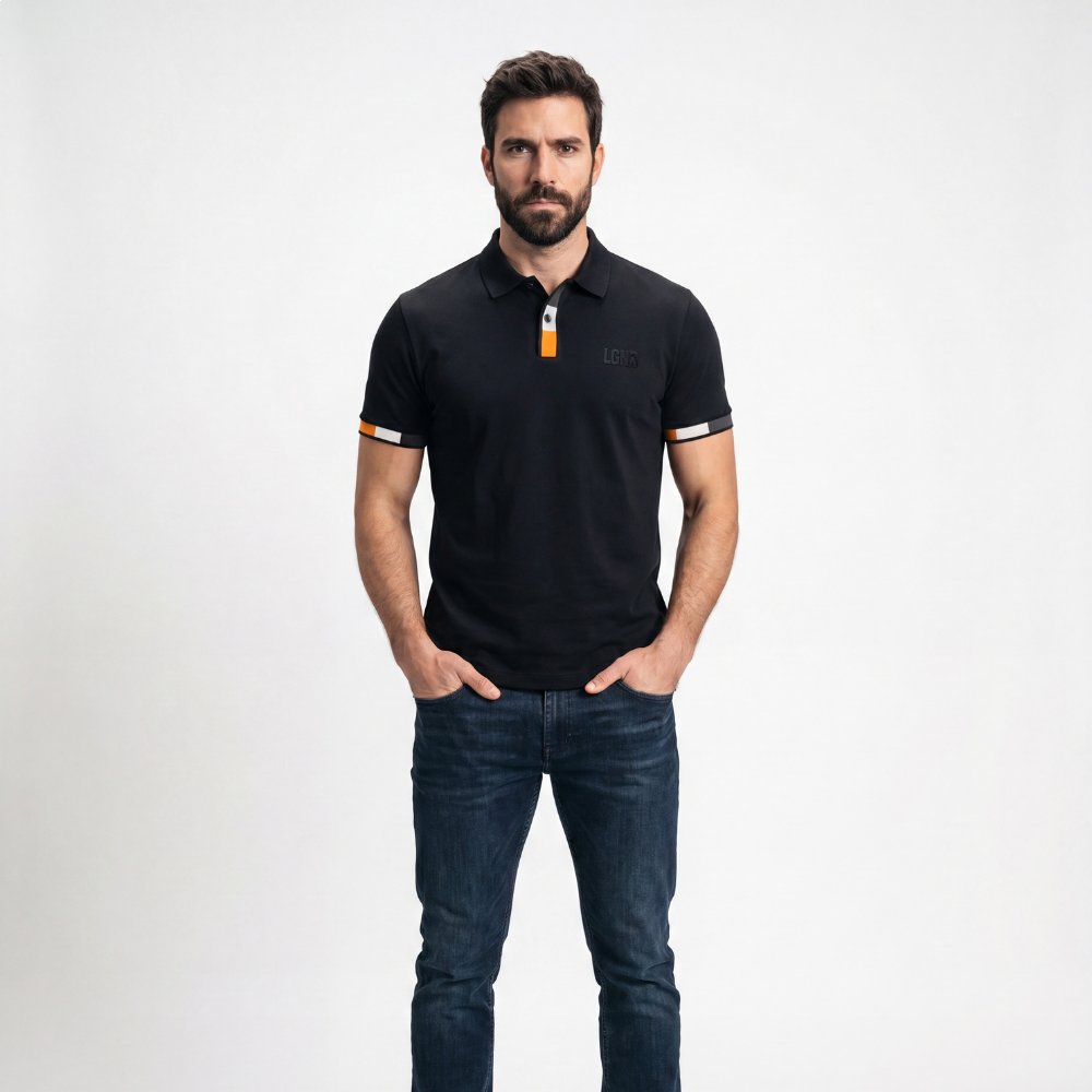 Polo Masculina Legendarios Com Relevo - Preta Polo Masculina Legendarios Com Relevo - Preta