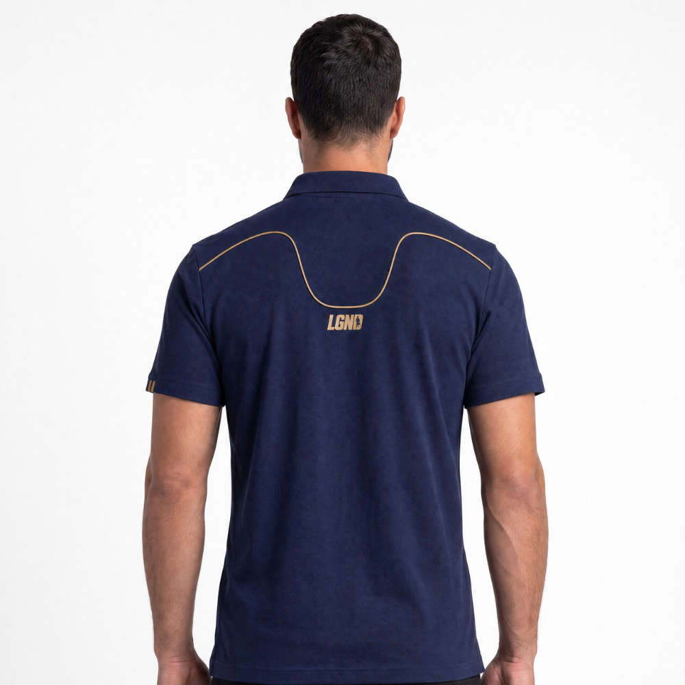 Polo Masculina Legendarios Relevo Nas Costas-Marinho Polo Masculina Legendarios Relevo Nas Costas-Marinho
