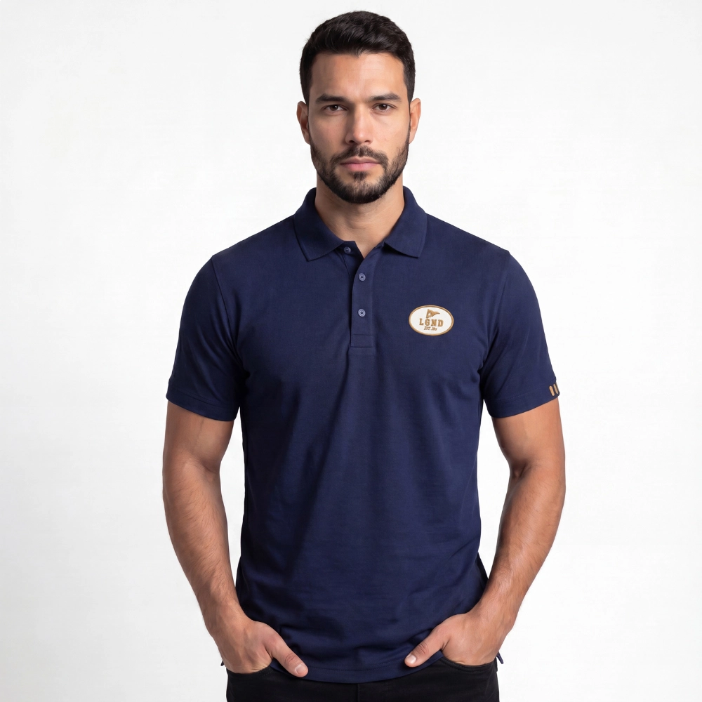 Polo Masculina Legendarios Relevo Nas Costas-Marinho