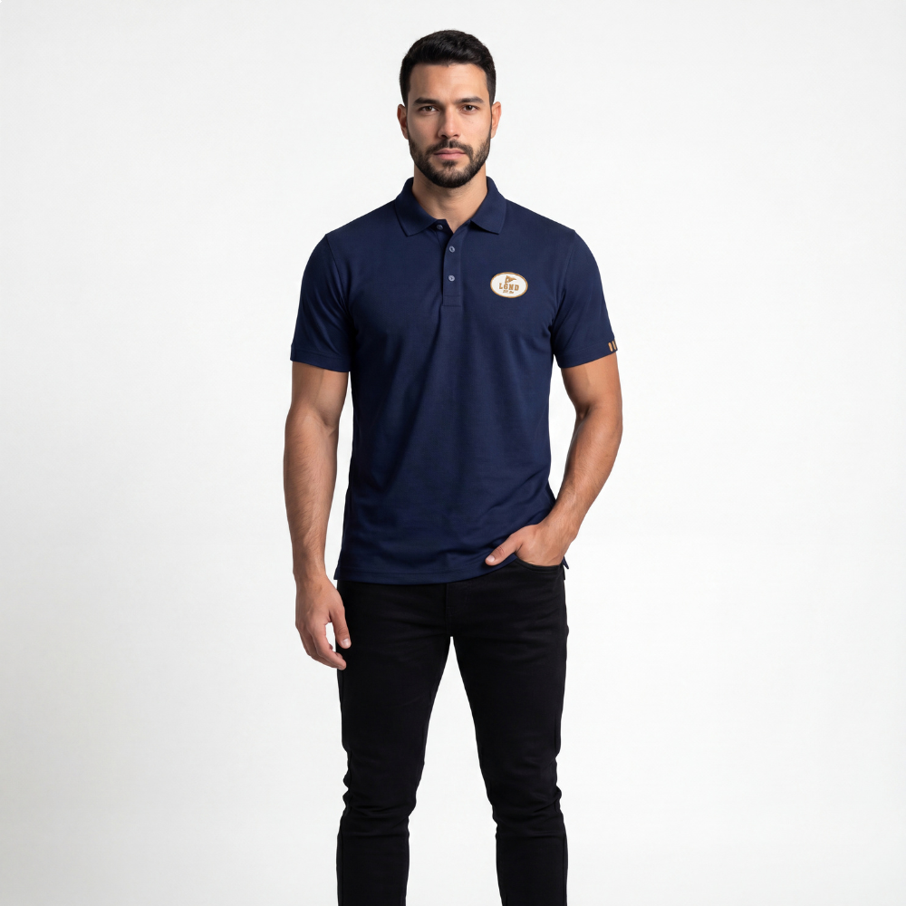 Polo Masculina Legendarios Relevo Nas Costas-Marinho Polo Masculina Legendarios Relevo Nas Costas-Marinho