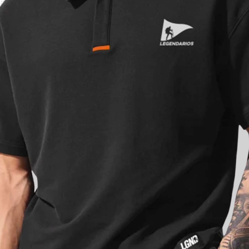 Polo Masculina Logo Legendarios - Preta