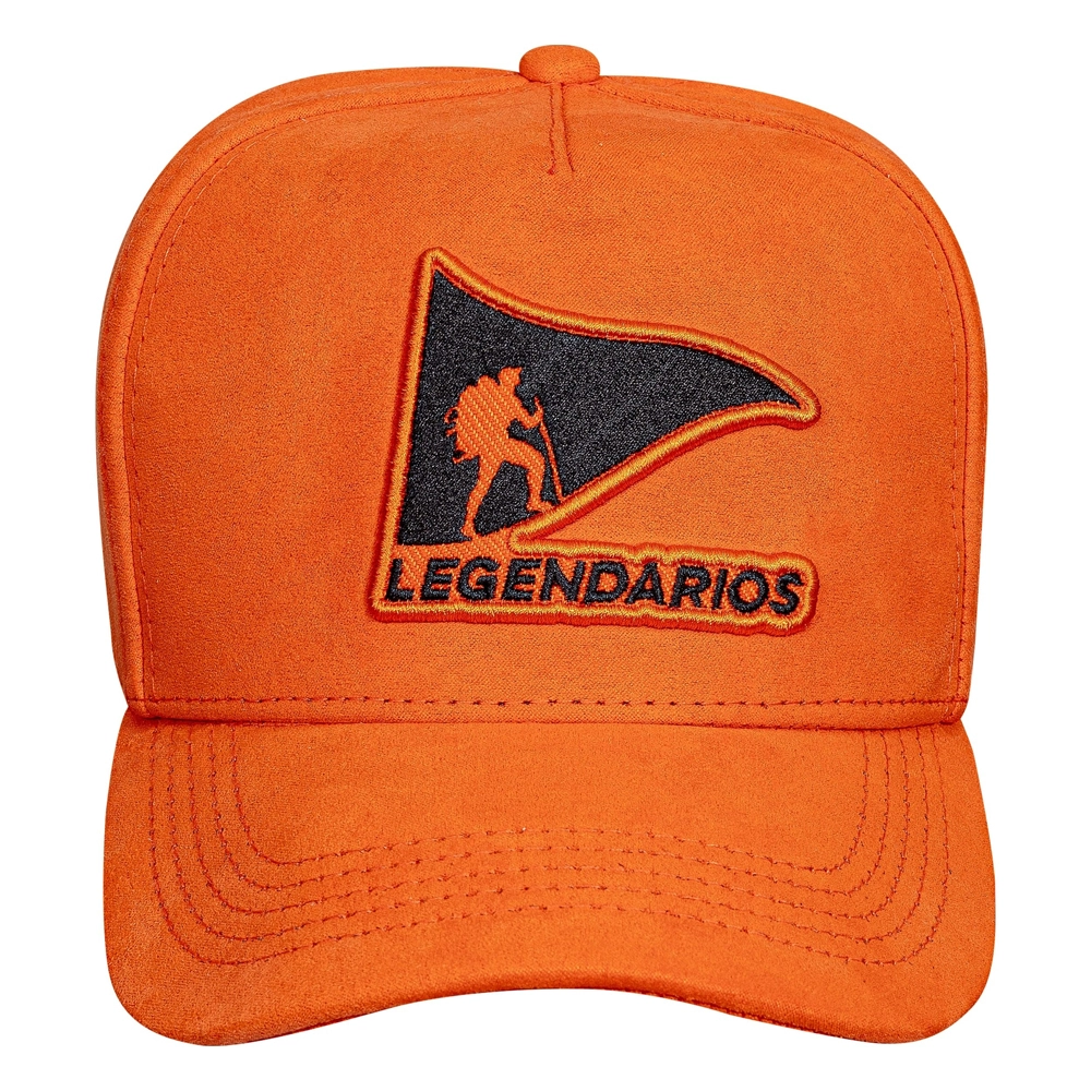 Boné Snapback Suede Laranja Logo Preto  -  Legendários