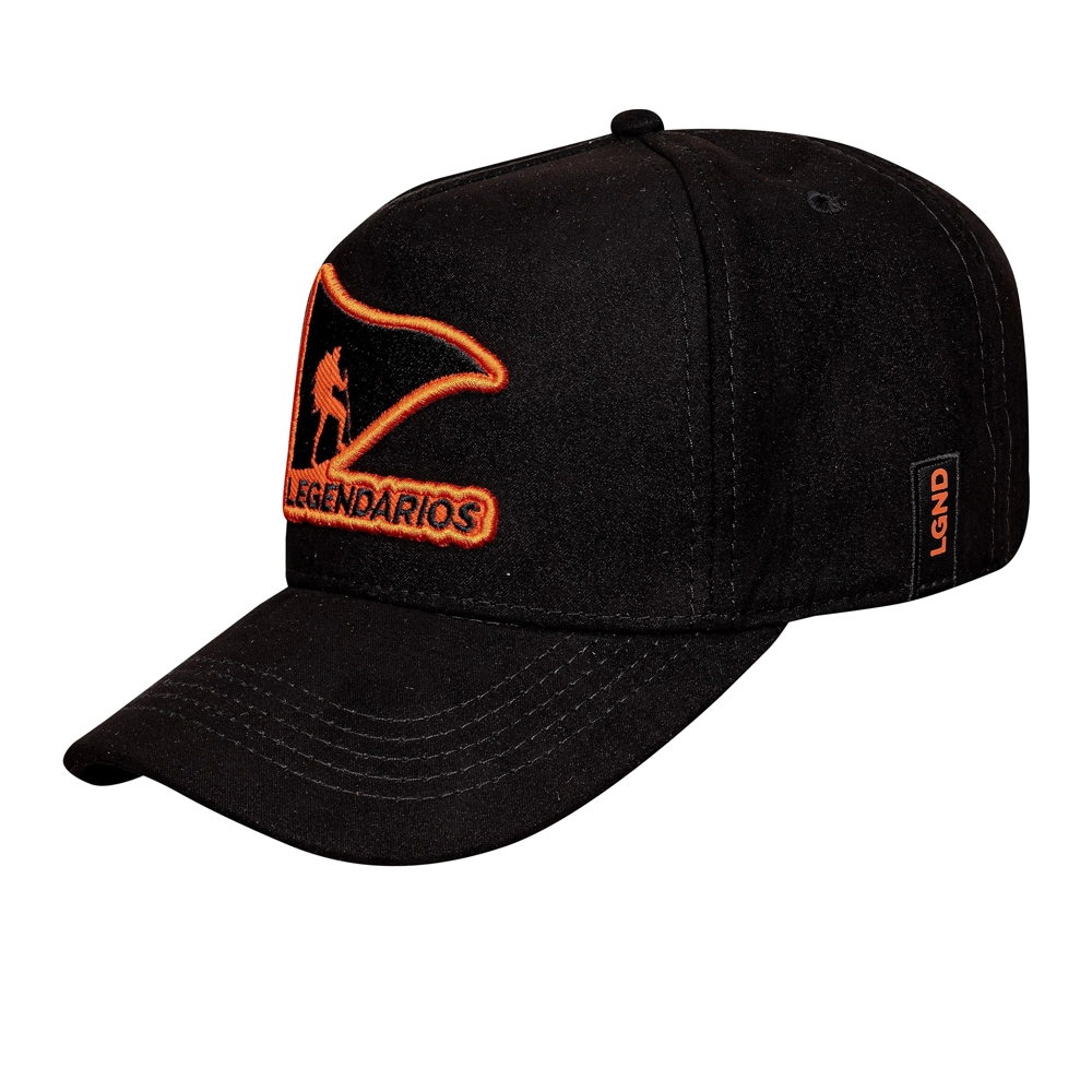 Boné Snapback Suede Preto Logo Laranja  -  Legendários