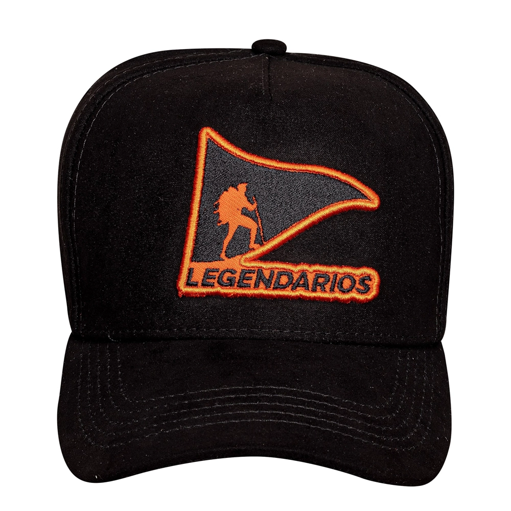 Boné Snapback Suede Preto Logo Laranja  -  Legendários