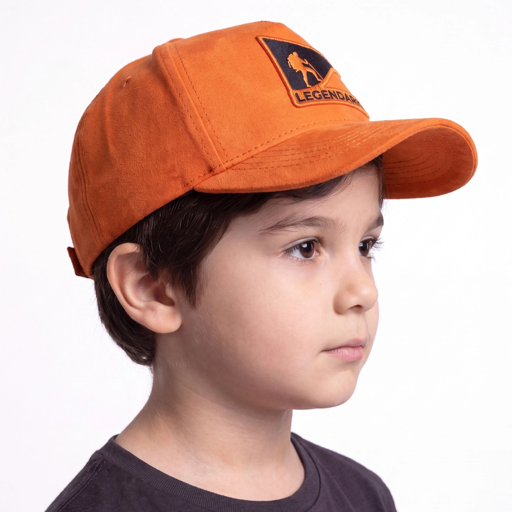 Boné KIDS Snapback Suede Laranja Logo Preto