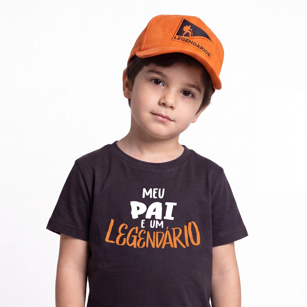 Boné KIDS Snapback Suede Laranja Logo Preto