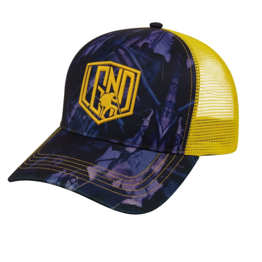 Boné Trucker LGND Cinza+Amarelo Camuflado